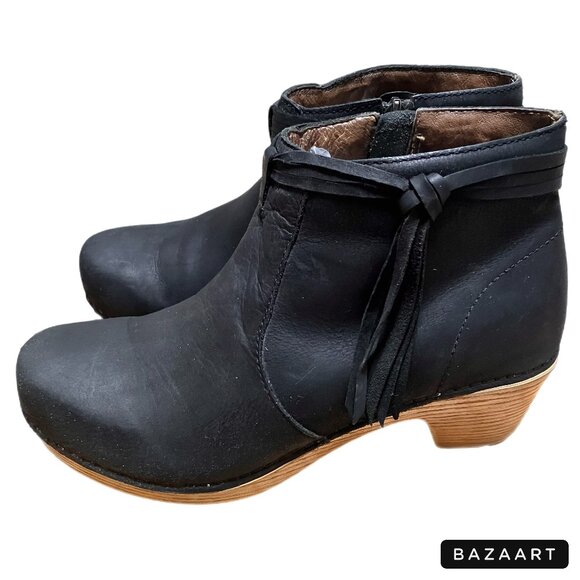 Dansko Markie black nubuck ankle boot clog, sz 38/7.5-8 - Picture 4 of 6